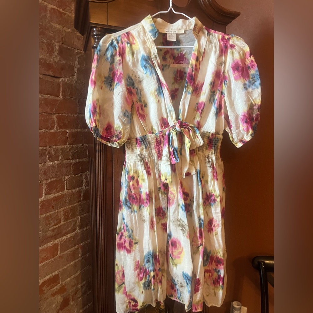 Ark & Co Multicolor Silk Blend mini dress short sleeves